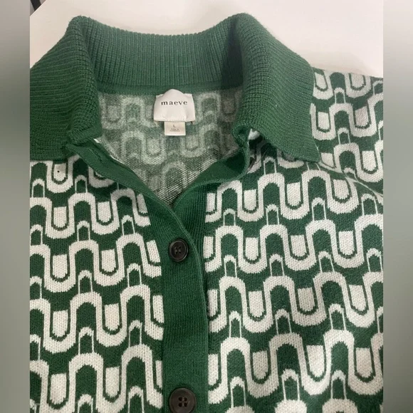 Maeve Short-Sleeve Collared Button-Front Knit Mini Dress Size L - Picture 6 of 15